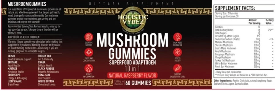 Mushroom Gummies 10 in 1 Superfood Gummy